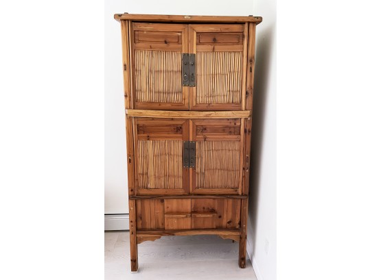 Asian Style Bamboo & Rattan Tall Cabinet