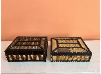 2 Antique Porcupine Quill Boxes