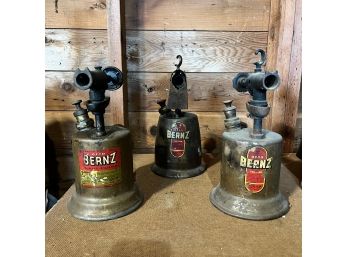 LOT OF 3 BRASS OTTO BERNZ BLOW TORCHES