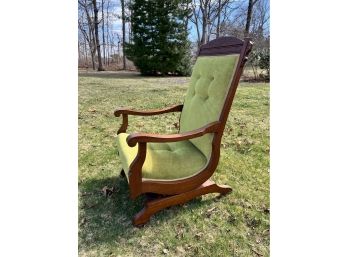 Eastlake Carved Wood & Upholstered Rocking Chair