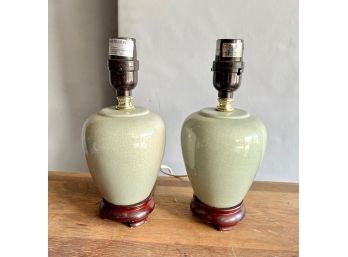 PAIR OF SMALL CONTEMPORARY ASIAN STYLE LAMPS