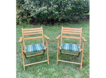 Pair Of Vintage Folding Beach Lounge Chairs
