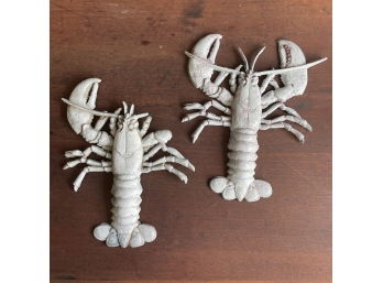 Vintage Pair Of Cast Iron Lobsters