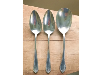 3 Silverplate Serving Spoons (2) Mkd Gorham