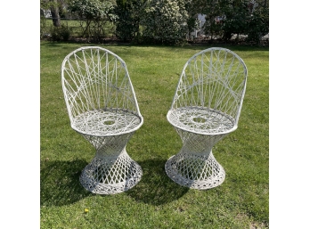 Pair Of Vintage Russell Woodard Spun Fiberglass Patio Side Chairs