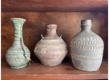 3 Small Decorative Pottery Ceramic Vase Jugs