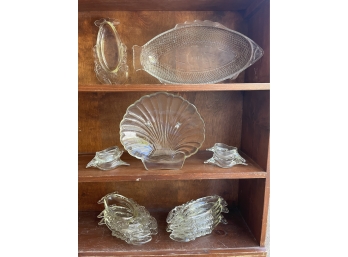 Lot Of Vintage GLASBAKE Seafood Dishes & Glassware