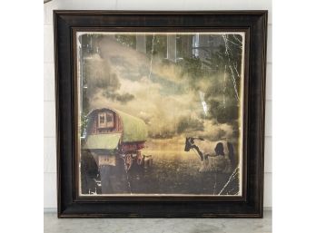 Framed Print Western Theme, Gypsy Wagon Caravan