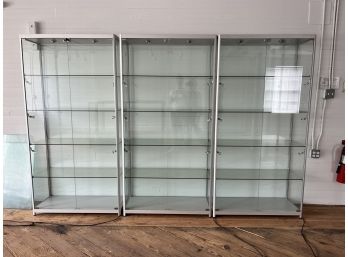 TWO Like New Contemporary Display Case With Lighting And Lock