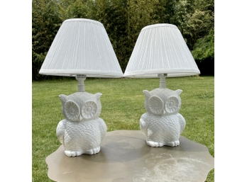 Pair Of Land Of Nod White Owl Lamps