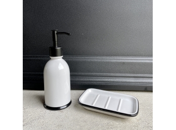 Matching Porcelain Soap Dispenser And Dish