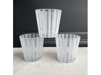 Set Of 3 Nest Fragrances Frosted And Clear Glass Candle Holders, Mini Ice Buckets