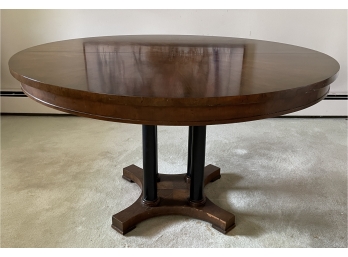 Baker Continental Style Pedestal Table With 2 Leaves & Pads