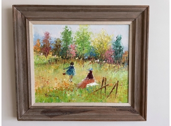 Jules Manol Sgn. Impressionist Style Landscape With Figures