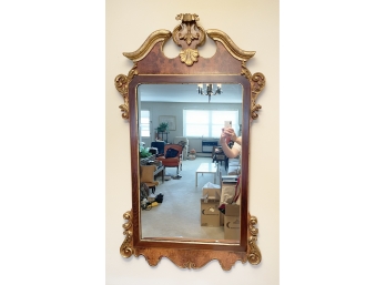Carved & Partial Gilt Chippendale Style Mirror With Baroque Motif