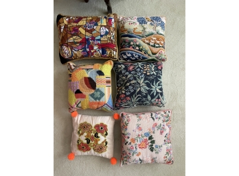 7 Needlepoint Pillows & Footstool