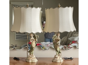 Pair Figural Porcelain Lamps