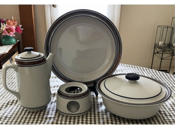 4 Pcs. Salem Stoneware Inc. Teapot & Covered Serving Dish