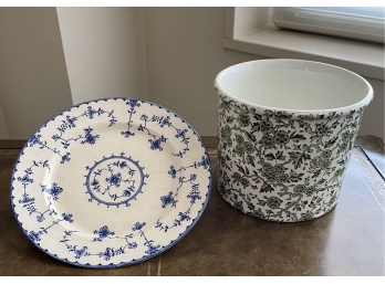 2 Pcs. Staffordshire Planter & Japanese Delft Plate
