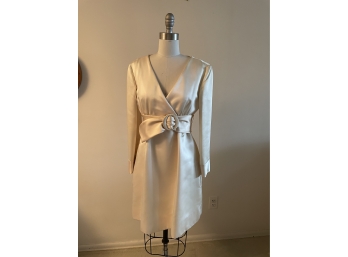 Vintage White Belted A-line Dress Size S