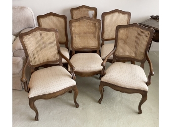6 Baker Upholstered Cane Back Chairs (4 Side, 2 Arm)