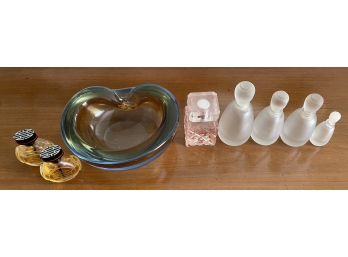 Lot Glass Inc Murano Ashtray & Miniature Perfume Bottles
