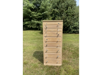 Tall Blond Wood 9 Drawer Chest