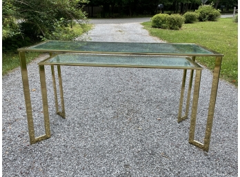Vintage Brass And Glass Tiered Desk