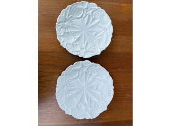 Set Of 2 Italian White Ceramic Platters
