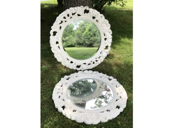 Pr. Of Enormous Ornate Circular Mirrors