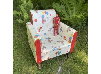 Vintage Infants Upholstered Homemade Rocking Chair