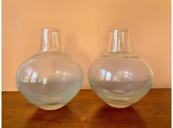 Pair Of Vintage Heavy Glass Vases
