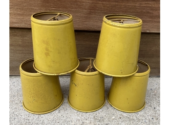 5 Small Yellow Enameled Metal Lampshades