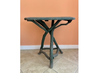 Vintage Paint Decorated Adirondack Stick Twig End Table, Rustic Style
