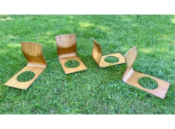 4 Vintage Bent Plywood Japanese Zaisu Tatami Chairs