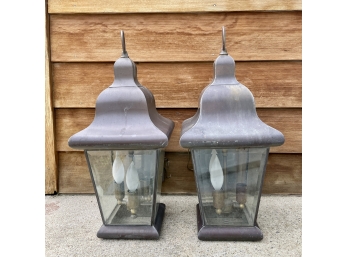 Pair Copper Outdoor Lanterns
