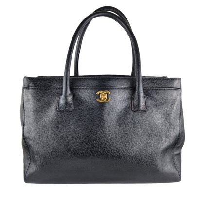 Chanel Black Caviar Executive CC Tote Leather Bag