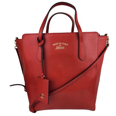Rare Gucci Red Leather Swing Tote Bag