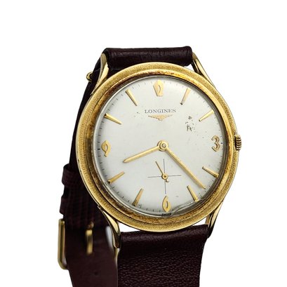 Longines 14K Yellow Gold Manual Watch With Leather Band