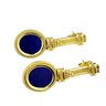 18K Yellow Gold Stud Lapis Lazuli Stones Earrings