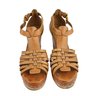 Chloe Tan Leather Wedge Platform Ankle Strap Sandals