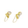 18K Yellow Gold Moonstone Oval Cabochon Drop Earrings