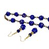 Blue Cobalt & Aventina Murano Glass Beaded Necklace & Earrings 18'