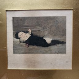 Original Signed Louis Henri Dechamps Portrait Of A Baby 19th Century