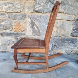Rare Antique French Walnut Rocking Chair By Hickory N.C Manufacturing Company
