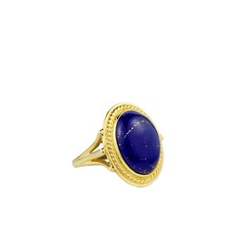 14K Yellow Gold Lapis Cabochon Oval Ring