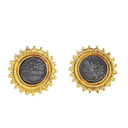 Carolee Costume Faux Ancient Coin Clip On Earrings