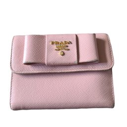 Prada Saffiano Compact Bow Leather Wallet