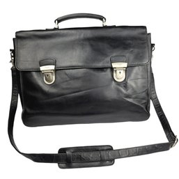 Picard Black Leather Briefcase Bag