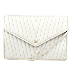 Vintage Valentino Garavani Cream White Quilted Shoulder Bag Marked K. Simano
